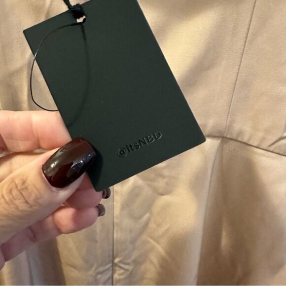 NBD Revolve Lila Champagne Satin Gown Side Slit Maxi Dress Womens Size Small NWT - Picture 10 of 16